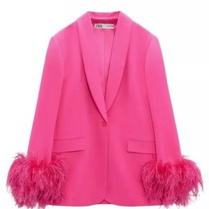 Zara Oversized Blazer with Feather Cuff